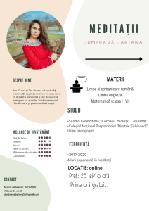 Ofer meditații și ajutor la rezolvarea temelor.