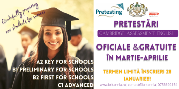 ÎNSCRIERI pretestări gratuite Cambridge Assessment English!!!