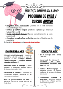 Profesor Masterand Litere UAIC | Meditații Limba Română Evaluare Națională și BAC